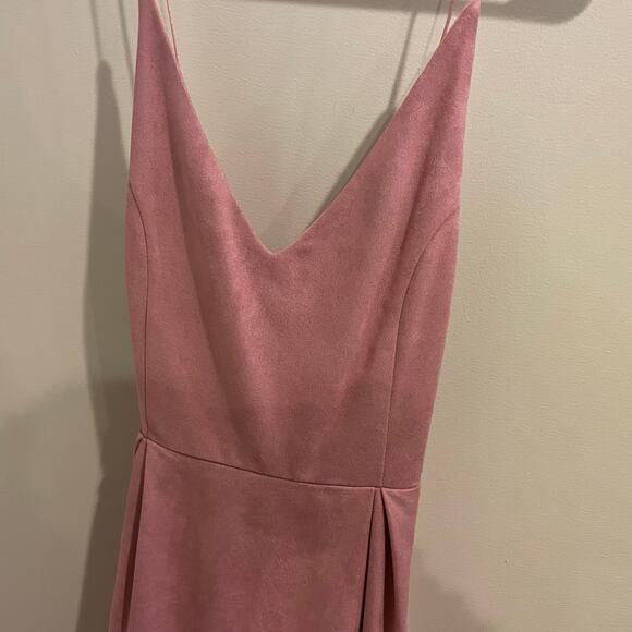 She + Sky Pink Criss Cross Back Velvet Look Sleeveless Dress Size M - Picture 2 of 11